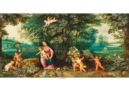 D-9866 Jan Brueghel - Madona a dítě s anděly v krajině