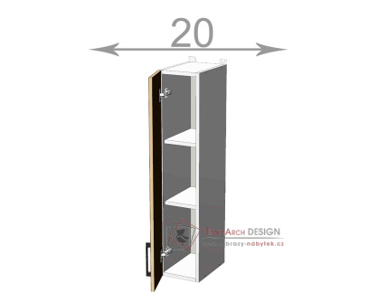 horní vysoká skříňka š.20, v.92, Horizon W2092F, grafit/beton