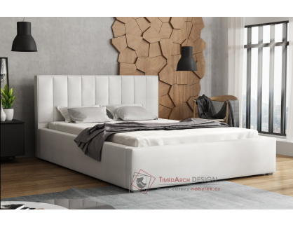 LUCINI, čalouněná postel 180x200cm, ekokůže bílá