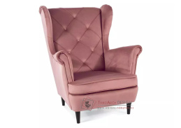 LADY, čalouněné křeslo, wenge / látka velvet Bluvel 56 starorůžová
