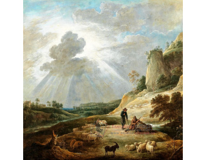 D-9785-1 David Teniers - Rozsáhlá skalnatá krajina se dvěma pastýři