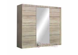 VISTA, šatní skříň s posuvnými dveřmi 250cm, dub sonoma / zrcadlo