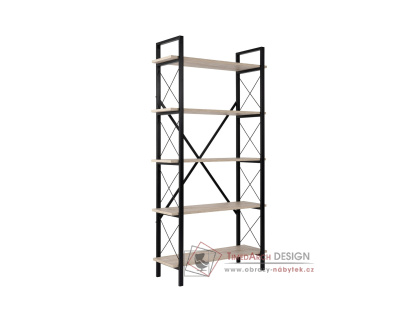 ELYSIAN, policový regál, černá / traventin