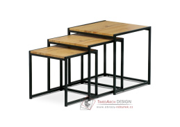 AF-3003 OAK, odkládací stolek - sada 3ks, černá / divoký dub