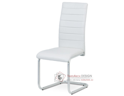 DCL-102 WT, jídelní židle, šedý lak / ekokůže bílá