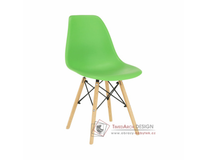 CINKLA 3 NEW, jídelní židle, buk / plast zelený