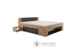 UNIS, postel 180x200cm, dub artisan / antracit