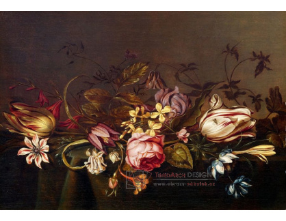 D-6589 Ambrosius Bosschaert - Zátiší s tulipány a růžemi na stole