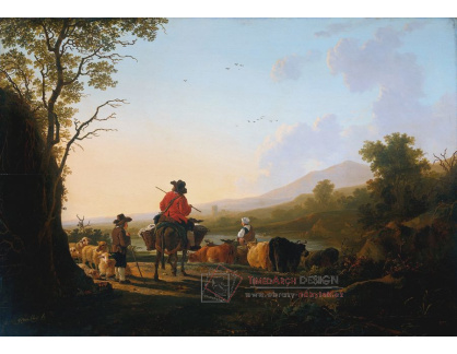 VH241 Jacob van Strij - Krajina s dobytkem, pastevci a jezdcem