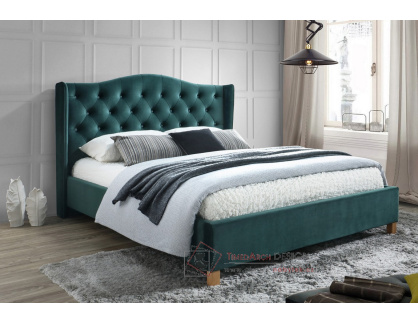 ASPEN VELVET, čalouněná postel 180x200cm, látka zelená