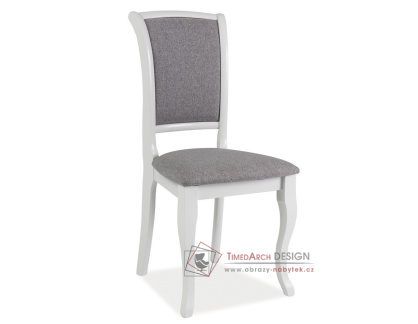 MN-SC, jídelní čalouněná židle, bílá / látka šedá