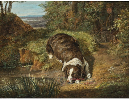 A-8652 Ferdinand Georg Waldmüller - Lovecký pes hraběte Esterházyho ležící u potoka
