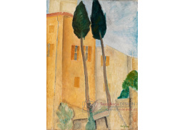 D-7737 Amedeo Modigliani - Cypřiše a domy v Cagnes