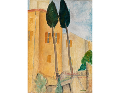 D-7737 Amedeo Modigliani - Cypřiše a domy v Cagnes