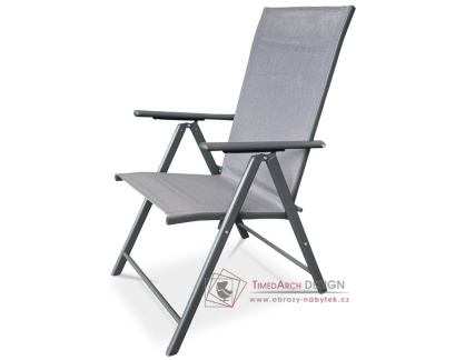 AZC-S1116 GREY, zahradní nastavitelná židle, šedá / látka šedá