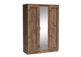TEDY T05, šatní skříň 3-dveřová 135cm, dub lefkas / zrcadlo
