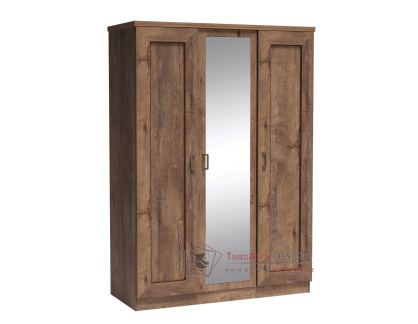 TEDY T05, šatní skříň 3-dveřová 135cm, dub lefkas / zrcadlo