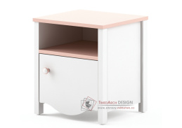 MIA MI-07, noční stolek, bílá / růžová