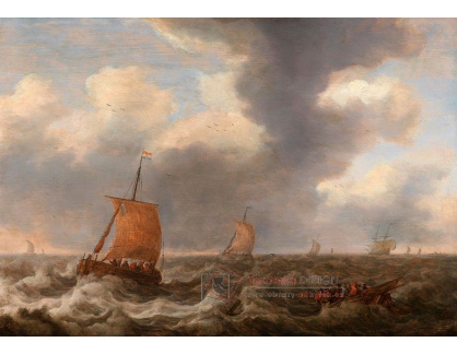 DDSO-1548 Cornelis Stooter - Rybářské lodě na rozbouřeném moři