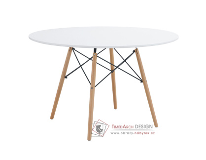 DEMIN NEW, jídelní stůl pr. 120cm, buk / bílá