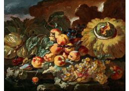 D-9751 Giovanni Paolo Castelli - Broskve, jablka, švestky, třešně a dýně na kamenné římse