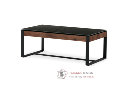AHG-285 BK, konferenční stůl 120x60cm, černá / hnědá / černý mramor