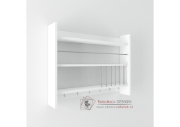 KOLIN, nástěnná police s věšákem, bílá