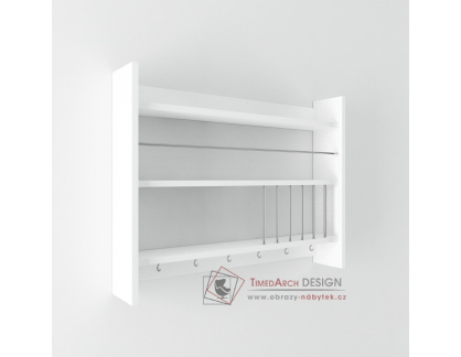 KOLIN, nástěnná police s věšákem, bílá