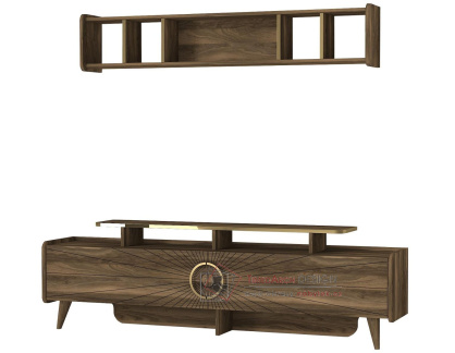 SOFIA, televizní stolek 2-dveřový se závěsným regálem, ořech