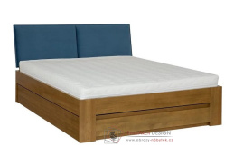 GRAUS 187, buková postel s ÚP 180x200cm, buk rustikal / látka modrá