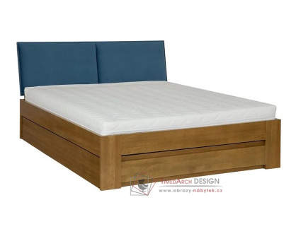 GRAUS 187, postel s ÚP 180x200cm, buk rustikal / látka ZG002 modrá