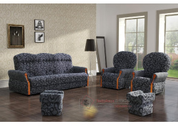KARA, sedací souprava s taburety 3F+1+1+2T, olše / látka šedá vzor