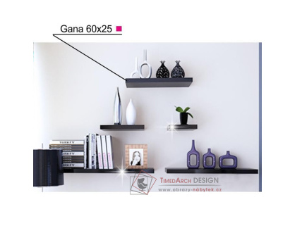 GANA, police 60x25cm, černý lesk