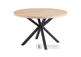 MEDOR, jídelní stůl pr. 120cm, černá / dub sonoma