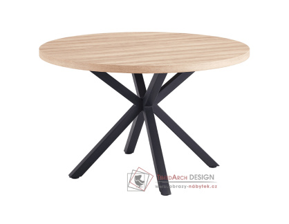 MEDOR, jídelní stůl pr. 120cm, černá / dub sonoma