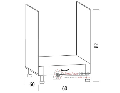 CHARLOTTA, dolní skříňka na vestavnou troubu 60H, výběr provedení