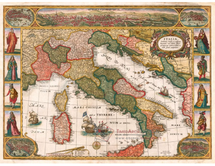 A-3391 Cornelis Danckerts - Mapa Italie roku 1640