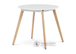 DT-316 WT, jídelní stůl pr. 80cm, přírodní / bílý lak