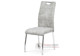 HC-486 SIL3, jídelní židle, chrom / látka stříbrná