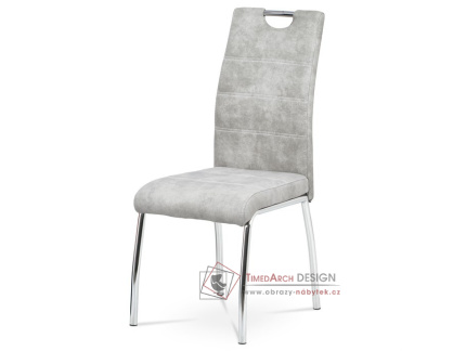 HC-486 SIL3, jídelní židle, chrom / látka stříbrná