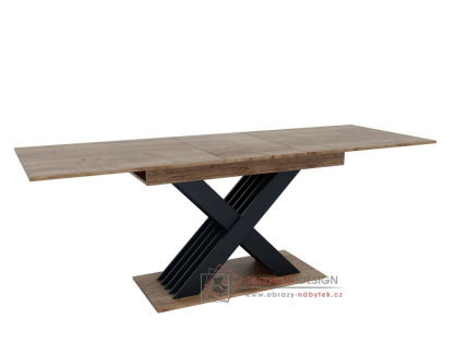 VARIKA, jídelní stůl rozkládací, 150-185x85cm, antracit / dub kraft tabaco