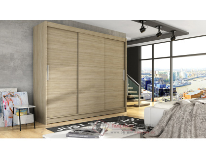 ASTANA II, šatní skříň s posuvnými dveřmi 250cm, dub sonoma