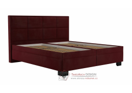 ELA, čalouněná postel 180x200cm, látka vínově červená