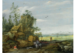 KO III-122 Esaias van de Velde - Skalnatá krajina a jezdec na cestě