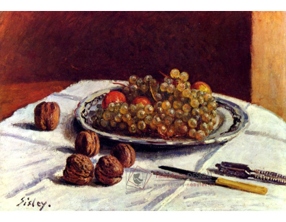 VZ028  Alfred Sisley - Zátiší s hrozny a ořechy