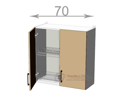 horní skříňka s odkapávačem š.70, v.72, Horizon WD7072, grafit/šedý jíl
