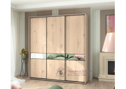 NENA, šatní skříň s posuvnými dveřmi 240cm, dub raya / zrcadlo