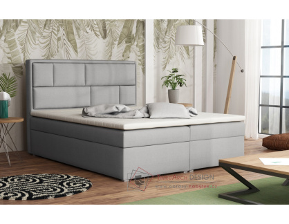 WENDY BOX, čalouněná postel 180x200cm - boxspring, látka světle šedá