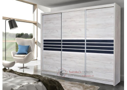 TURYN, šatní skříň s posuvnými dveřmi 250cm, dub craft bílý / grafit