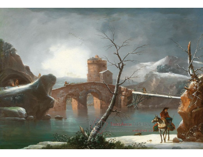 D-5858 Francesco Fidanza - Zimní říční krajina s kamenným mostem
